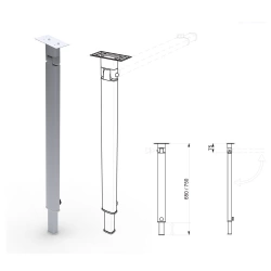 Lippert Star VS1 60x32mm Dipten Kırmalı Teleskopik Masa Ayağı