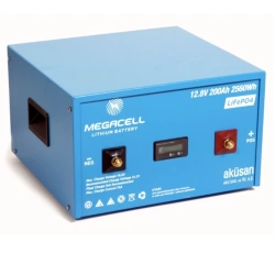 Megacell 12.8V 200Ah (Bluetooth) LiFePO4 Lityum Demir Fosfat Akü(ABS Kasa)