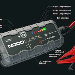 NOCO Genius GB50 12V 1500Amp Ultrasafe Lityum Akü Takviye + Powerbank + Led Lamba