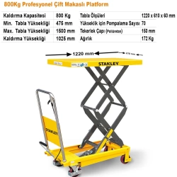 Stanley XX800 800Kg Profesyonel Çift Makaslı Platform