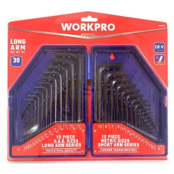 WORKPRO WP222018 30 Parça Uzun Boy CR-V Metrik/İnç Profesyonel Allen Anahtar Takımı