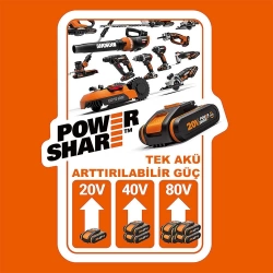 WORX WG737E 40Volt 4.0Ah. Li-ion 37CM Profesyonel Kömürsüz Şarjlı Çim Biçme