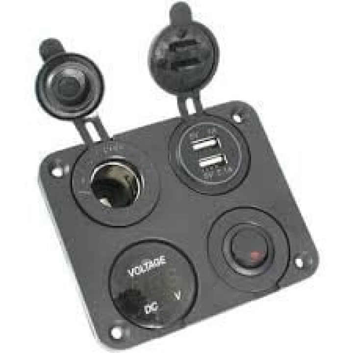 12V 2 USB ŞARJ SOKETİ+VOLTMETRE ÇAKMAKLIK +ON OFF DÜĞMESİ