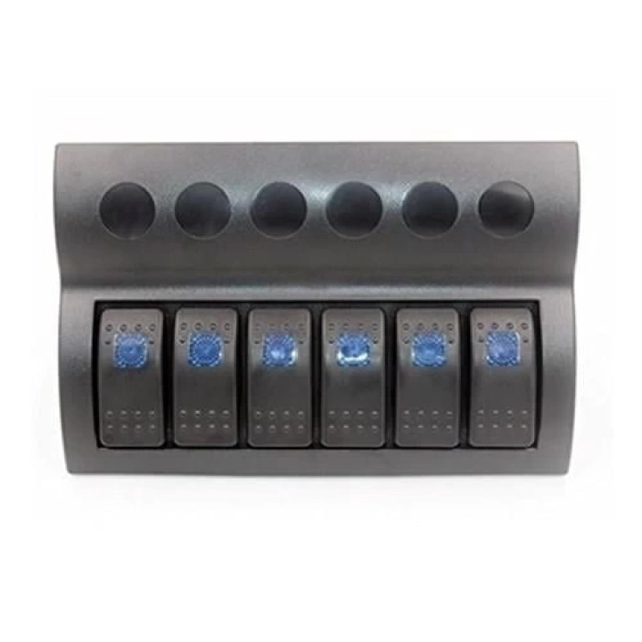 Bfy 6lı Switch Panel,Mavi Işıklı ve Otomatik Sigortalı