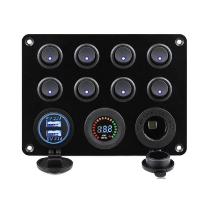 BFY 8Lİ SWITCH PANEL IŞIKLI ŞARJ-VOLT-USB