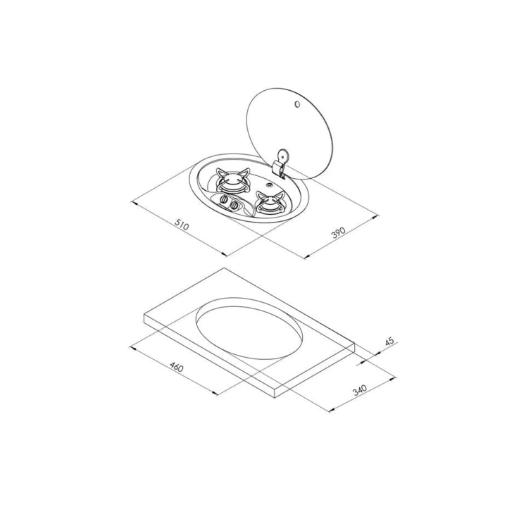 CAN Oval Çift Gözlü Cam Kapaklı Ocak