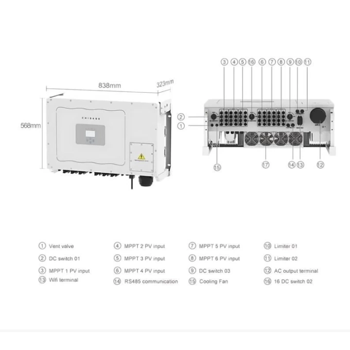 Chisage 100KW 6xMPPT Trifaze On-Grid İnverter