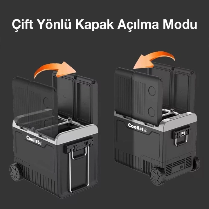Coolist CLK65W 12/24Volt 220Volt 65 Litre Çift Bölmeli Tekerlekli Outdoor Kompresörlü Oto Buzdolabı/Dondurucu