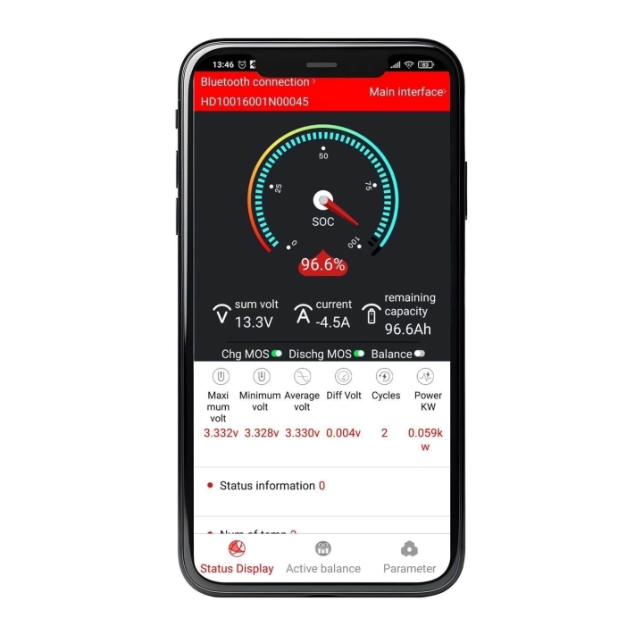 HDA Power Poseidon 12.8V 100 Amper 5000 Döngü Bluetooth Lityum LifePO4 Akü