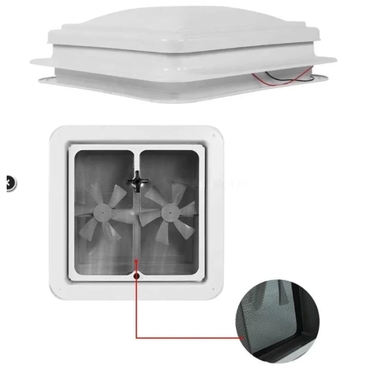 Karavan Fanlı Tavan Heki 42x42cm 12v Eco Çift Yön + Sineklik (Işıksız)