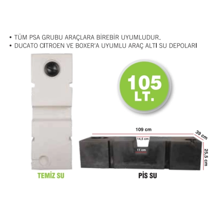 Karavan Su Deposu 105 Lt Ducato Boxer Jumper Uyumlu