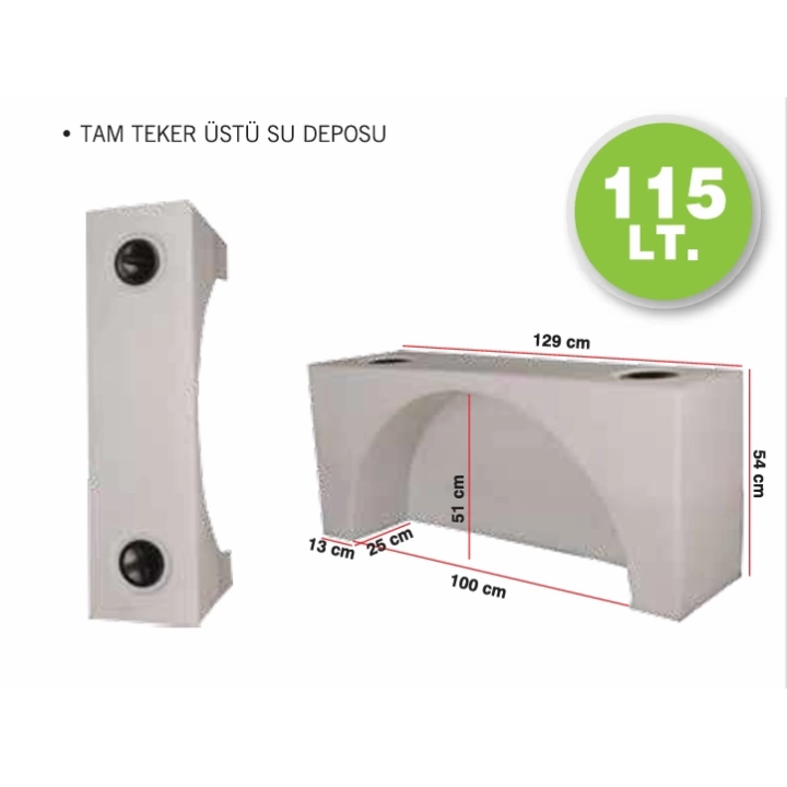Karavan Su Deposu 115 Lt Tam Teker Üstü