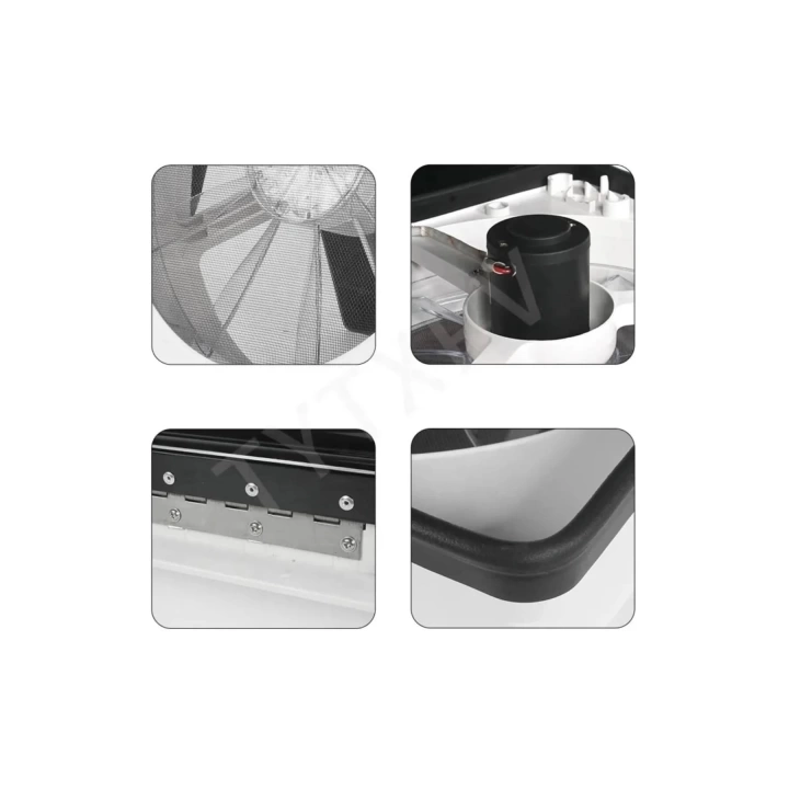 Karavan Tavan Heki 12V 42*42 cm Led Işıklı Çift Yönlü Fanlı Sineklikli