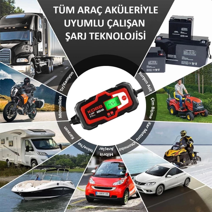 KOBB KBS4A 6/12V 120A Dijital Akü Şarj / Akü Bakım / Desülfatör ve Power Supply
