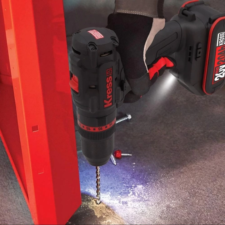 Kress KUC30.1 20Volt/2.0Ah Li-ion 60Nm Çift Akülü Kömürsüz Profesyonel Şarjlı Darbeli Matkap