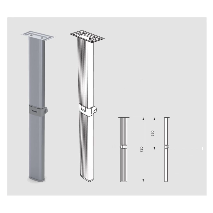 Lippert 70x33mm Menteşeli Ortadan Kırmalı Karavan Masa Ayağı
