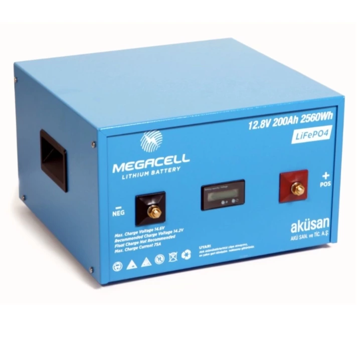 Megacell 12.8V 200Ah (Bluetooth) LiFePO4 Lityum Demir Fosfat Akü(ABS Kasa)