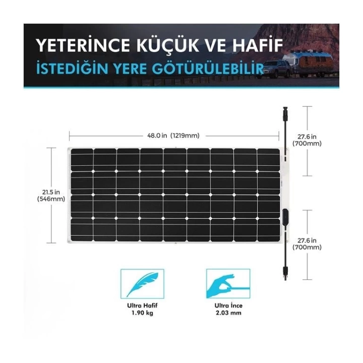 Renogy Güneş Paneli 100 Watt 12V (Monokristal)