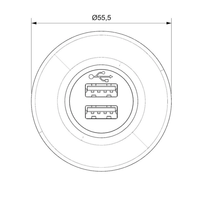 Sanel 12/24V USB Şarj Ünitesi Mavi Ledli (2,1A)