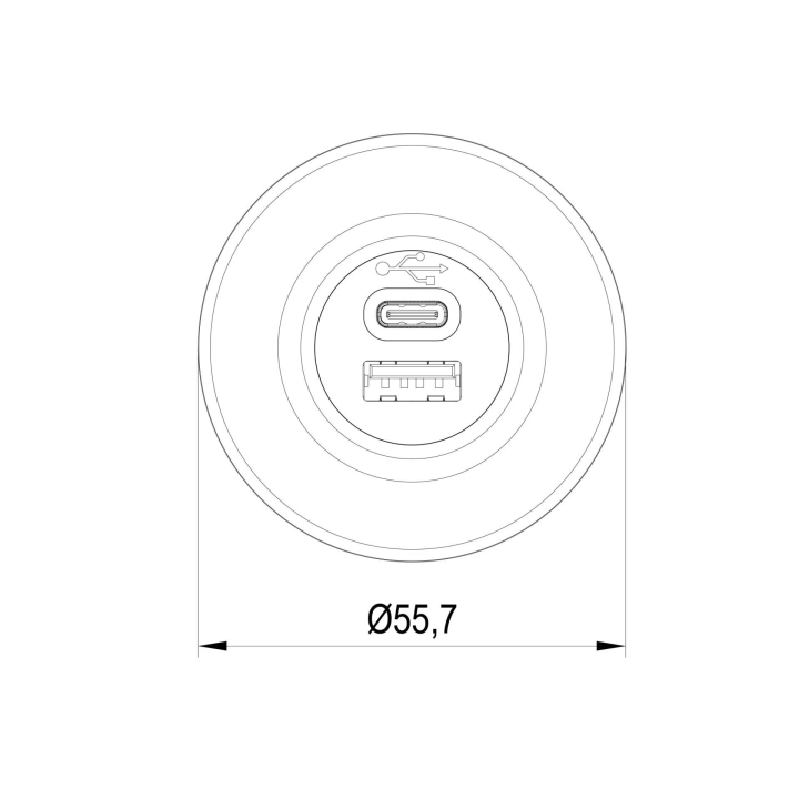 Sanel 12/24V USB - Type C Gömme Şarj Ünitesi (2,1 A)