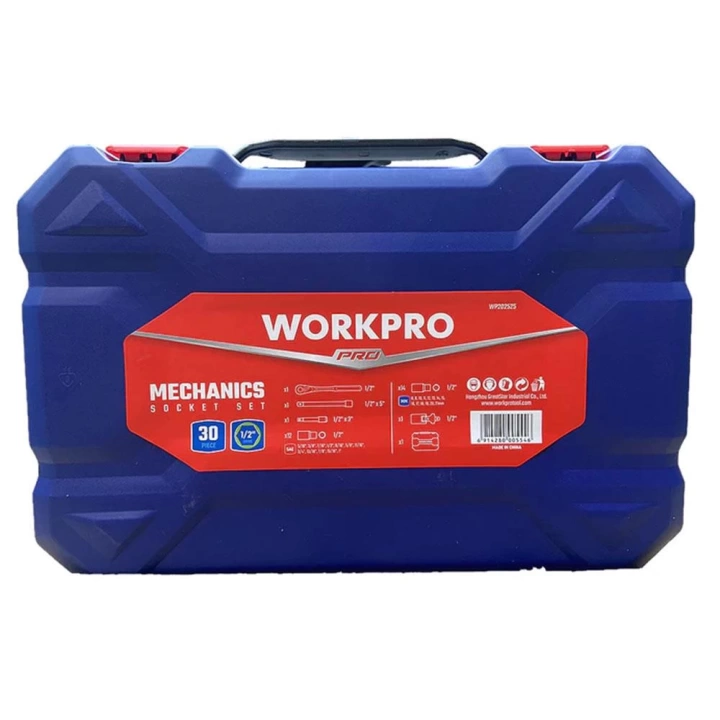 WORKPRO WP202525 30 Parça 1/2’’ CR-V Metrik/İnç Profesyonel Lokma Takımı