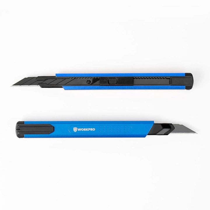 WORKPRO WP212012 9MM Alüminyum Kasa Cep Askılı Maket Bıçağı (MAVİ)