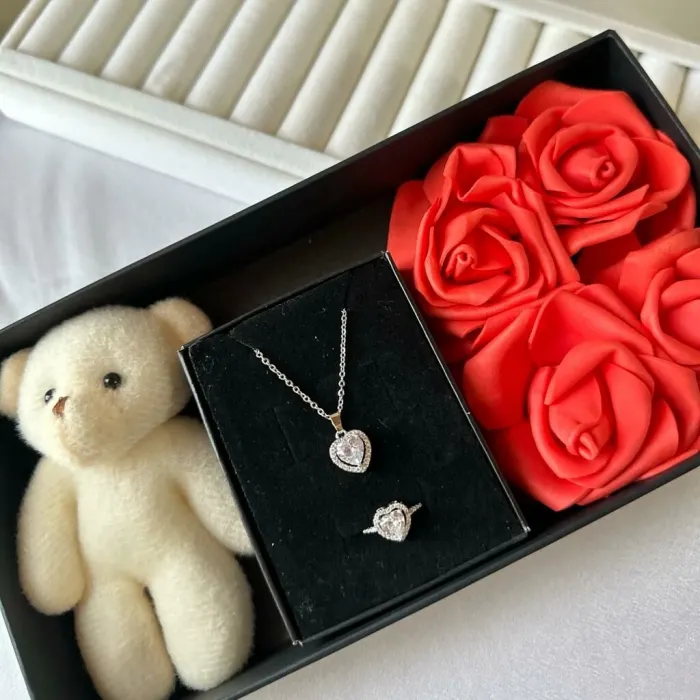 AYICIKLI GÜLLÜ SET GÜMÜŞ RENK