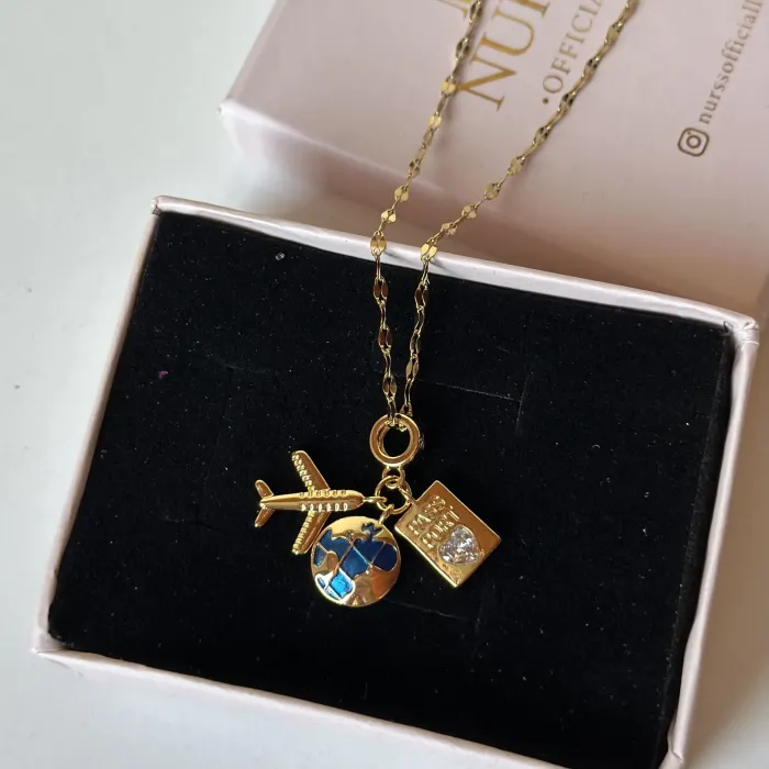 Çelik manifest charm kolye