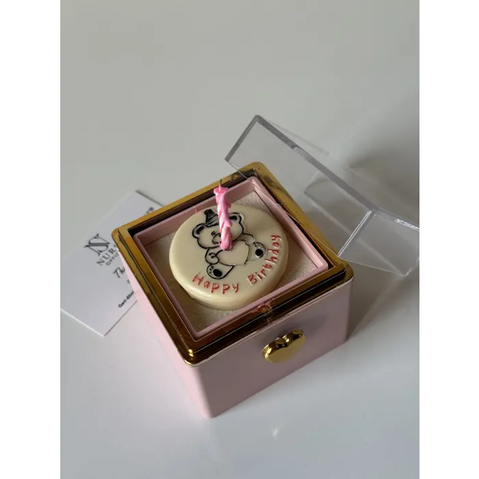 Doğum günü/ üflemeli dönen kutu (pembe)