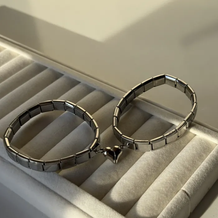 ÇELİK İTALYAN BİLEKLİK MIKNATISLI KALP (ÇİFT ADET)