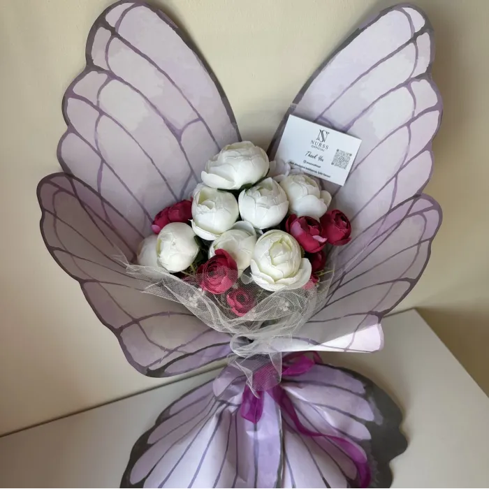Kelebek şakayık buketi (mor)