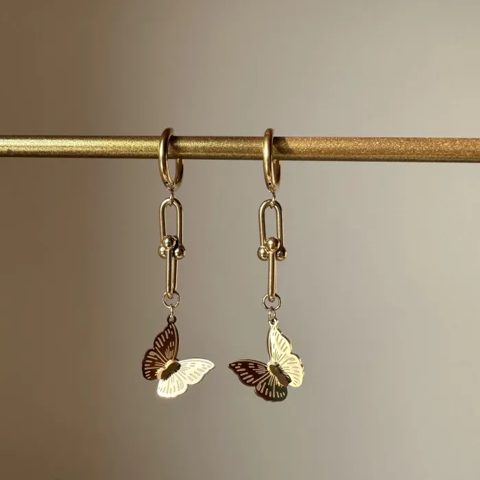 SALLANTILI KELEBEK KÜPE GOLD