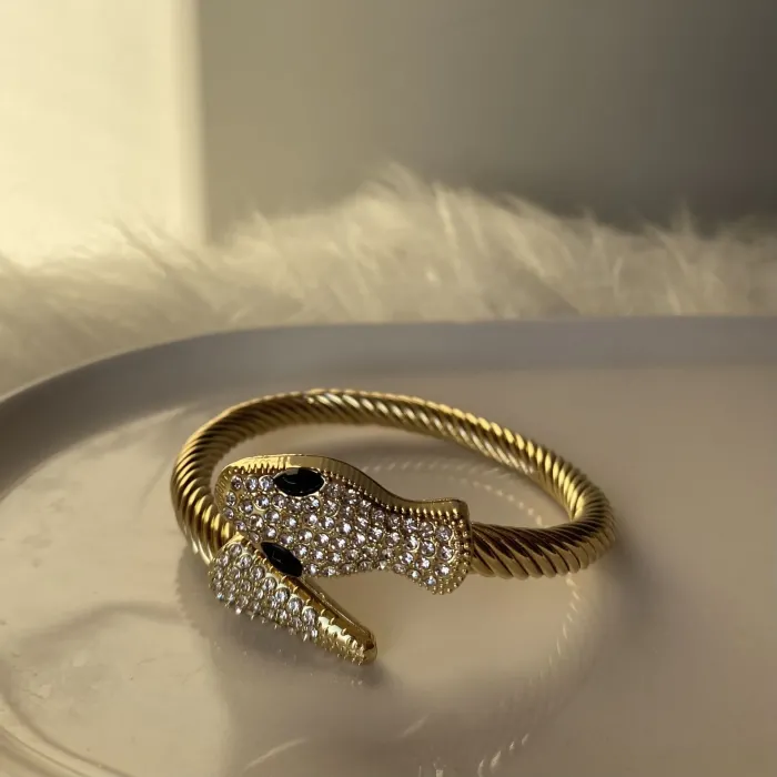 ZİRKON TAŞLI YILAN ÇELİK BİLEKLİK