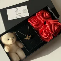 100 dilde seni seviyorum kanatlı kalp gold renk