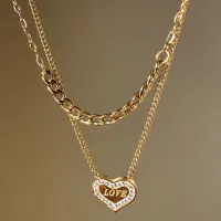 LOVE YAZILI İKİLİ ÇELİK KALP KOLYE