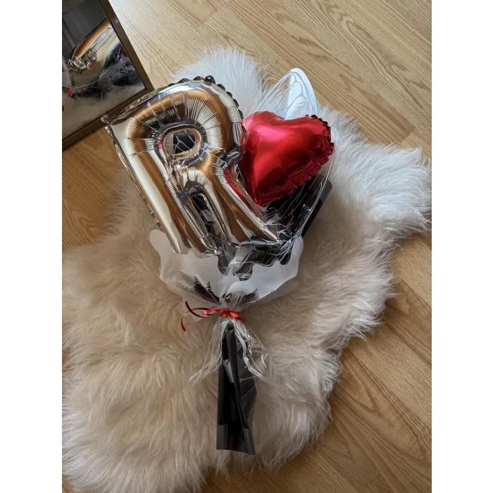 Harflı balon buketi kırmızı kalp (SADECE BU RENGE ÖZEL İNDİRİM)