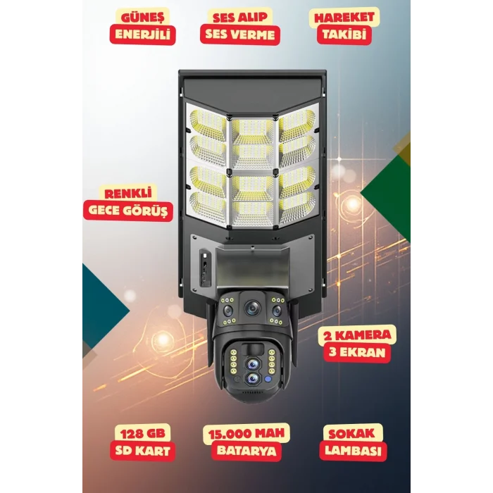 4K SimKartlı Sokak Aydınlatmalı Güvenlik Kamerası Renkli Gece Görüş Sesli 360 Derece W02