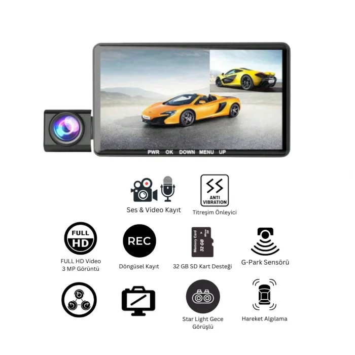 Rx-H208 3 Kameralı Araç Kamerası