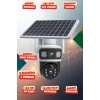 Yapay Zeka 4K SimKartlı Güneş Enerjili 2 Kameralı 3 Ekranlı Güvenlik Kamerası Renkli Gece Görüş Sesli 360 Derece W10 AOV
