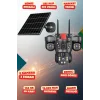Yapay Zeka 4K SimKartlı Güneş Enerjili 3 Kameralı 3 Ekranlı Güvenlik Kamerası Renkli Gece Görüş Sesli 360 Derece W10