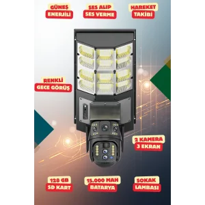 4K SimKartlı Sokak Aydınlatmalı Güvenlik Kamerası Renkli Gece Görüş Sesli 360 Derece W02