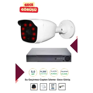 İrtech-1 Kameralı Güvenlik Kamera Seti Gece Görüşlü-Su Geçirmez-Tak Çalıştır G01