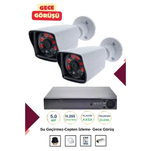 İrtech-2 Kameralı Güvenlik Kamera Seti Gece Görüşlü-Su Geçirmez-Tak Çalıştır G03