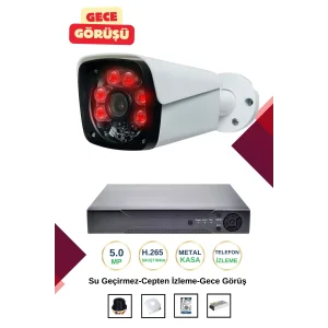 İrtech-1 Kameralı Güvenlik Kamera Seti Metal-Gece Görüşlü-Su Geçirmez-Tak Çalıştır G08
