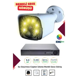 İrtech-1 Kameralı Güvenlik Kamera Seti Metal-Renkli Gece Görüşlü-Su Geçirmez-Tak Çalıştır G11