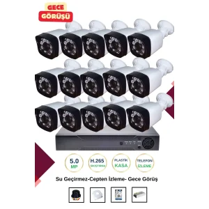 İrtech-15 Kameralı Güvenlik Kamera Seti Gece Görüşlü-Su Geçirmez-Tak Çalıştır G02