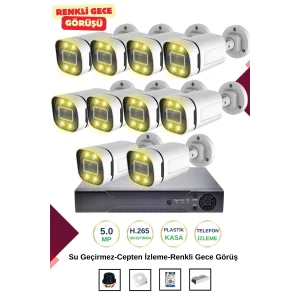 İrtech 10 Kameralı Güvenlik Kamera Seti -Renkli Gece Görüşlü-Su Geçirmez-Tak Çalıştır G12