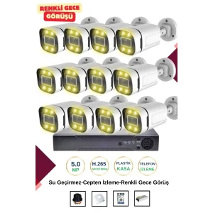 İrtech 12 Kameralı Güvenlik Kamera Seti -Renkli Gece Görüşlü-Su Geçirmez-Tak Çalıştır G12