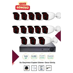 İrtech-13 Kameralı Güvenlik Kamera Seti Gece Görüşlü-Su Geçirmez-Tak Çalıştır G01