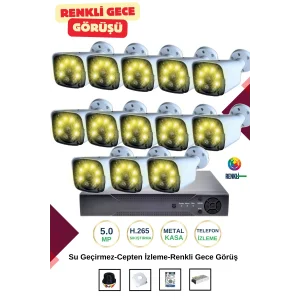 İrtech 13 Kameralı Güvenlik Kamera Seti Metal-Renkli Gece Görüşlü-Su Geçirmez-Tak Çalıştır G11